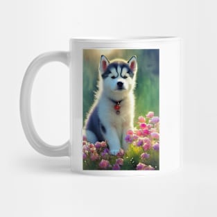 Watercolor husky Mug